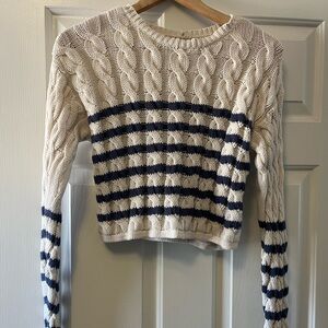 American Eagle cream and blue sweater